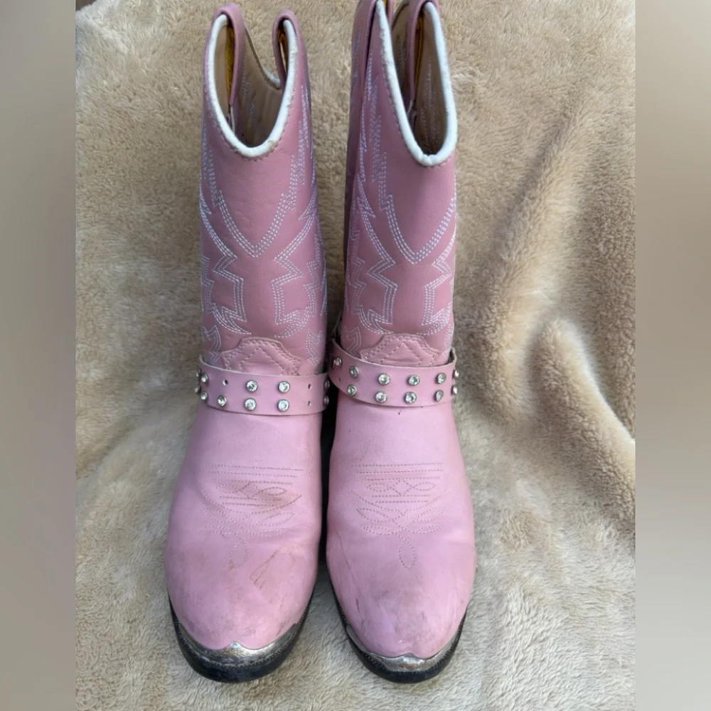 Durango L'il Kids Pink Rhinestone Wrap (Removable) Western Boots‎ Sz 6D EUC